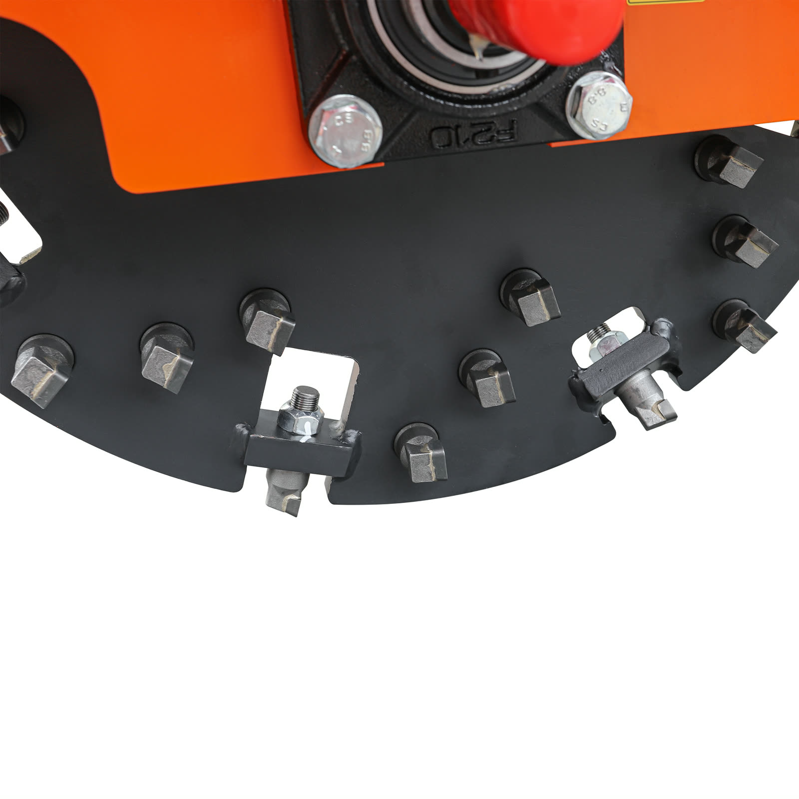 Carbide tooth and holder detail on the grinding disc